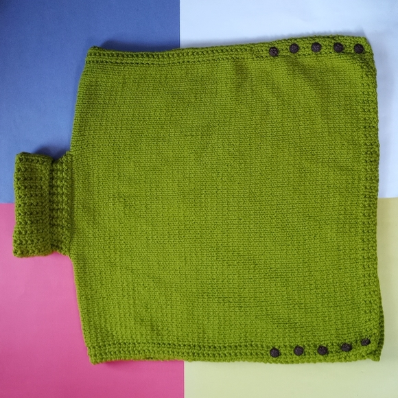 Handmade Oversized Turtle Neck Pullover Button-Up Sweater